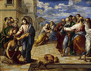 Archivo:La curacion del ciego El Greco Dresde