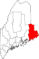Mapa de Maine con la ubicación del condado de Washington