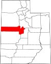 Mapa de Utah con la ubicación del condado de Juab