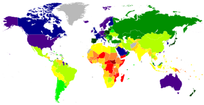 Archivo:Map of countries by GDP (PPP) per capita in 2025
