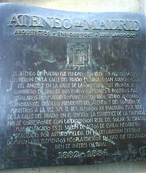 Archivo:Placa del Ateneo de Madrid