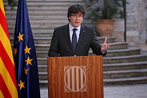 Archivo:President Puigdemont, "La millor manera que tenim per defensar les conquestes assolides fins avui és l'oposició democràtica a l'aplicació de l'article 155"
