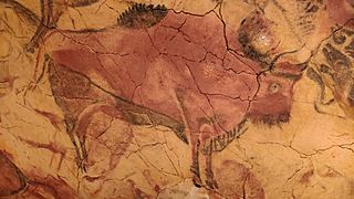 Réplica de la pintura de un bisonte en la Neocueva de Altamira