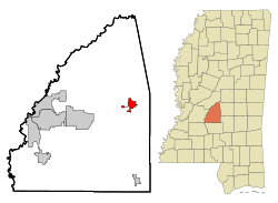 Rankin County Mississippi Incorporated and Unincorporated areas Pelahatchie Highlighted.svg