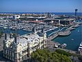 Barcelona, view of the Rambla de Mar from Columbus monument