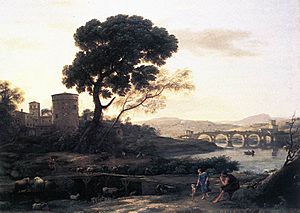 Archivo:Claude Lorrain - Landscape with Shepherds - The Pont Molle - WGA04993