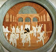 Donatello, storie di san giovanni evangelista, resurrezione di drusiana, 1434-43