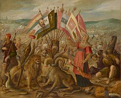 Archivo:Hans von Aachen - Allegory of the Turkish war- Battle of Kronstadt (Braşov)