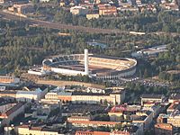 Helsinki Olympic Stadium from air