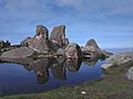 Laguna que forma en época de lluvias y desaparece luego