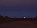 Moonrise above the 12 metres wide access road to the ALMA High Site