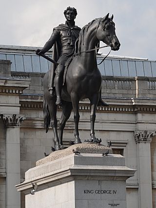 Statue of George IV with the National Gallery behind (cropped).jpg