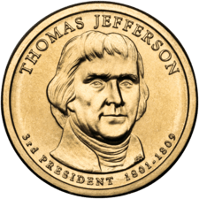 Thomas Jefferson Presidential $1 Coin obverse