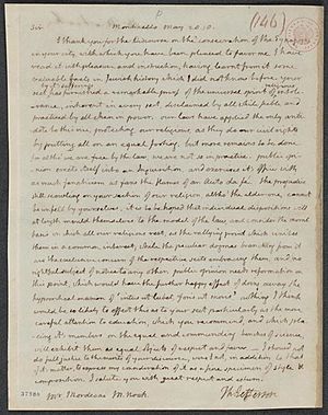 Archivo:1818 letter Jefferson to Mordecai Noah