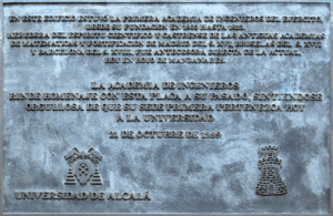 Archivo:Alcalá de Henares (RPS 09-02-2013) Primera Academia de Ingenieros del Ejército, placa