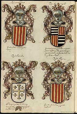 Archivo:Blasones de Aragon en el Libro de armas y linajes