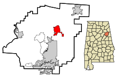 Calhoun County Alabama Incorporated and Unincorporated areas Jacksonville Highlighted.svg