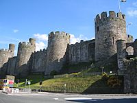 Foto de una muralla con torres que se destacan contra el cielo azul