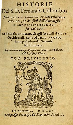 Archivo:Fernando Colombo Historie 1571 title page