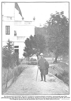 Archivo:Francisco Cambó paseando por los alrededores del Mas de la Roca del Ram en Canet de Mar, de Mas, Nuevo Mundo, 27-06-1907