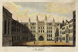 Archivo:Guildhall. Engraved by E.Shirt after a drawing by Prattent. c.1805.