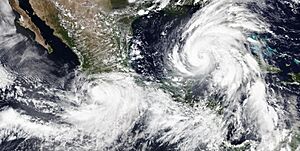 Archivo:Hurricane Helene and Tropical Storm John 2024-09-25