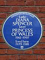 Lady DIANA SPENCER later PRINCESS OF WALES 1961–1997 lived here 1979–1981