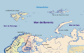 Map of Barents Sea in Spanish