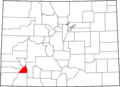 Map of Colorado highlighting San Juan County