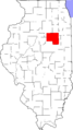 Map of Illinois highlighting Livingston County