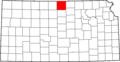 Map of Kansas highlighting Jewell County