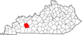 Map of Kentucky highlighting Muhlenberg County