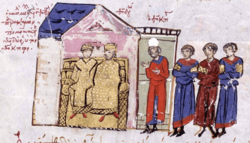 Archivo:Michael III with Theodora and Theoktistos