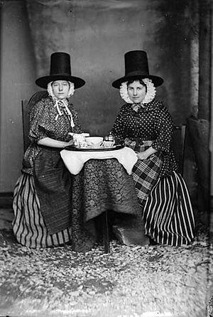Archivo:Two women in national dress drinking tea (Jones) NLW3363089