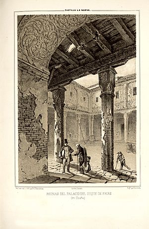 Archivo:1853, Recuerdos y bellezas de España, Castilla la Nueva, tomo II, Ruinas del palacio del Duque de Frías (Ocaña)