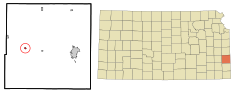 Bourbon County Kansas Incorporated and Unincorporated areas Uniontown Highlighted.svg