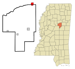 Choctaw County Mississippi Incorporated and Unincorporated areas Mathiston Highlighted.svg