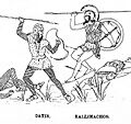 Datis fighting Kallimachos at the Battle of Marathon in the Stoa Poikile (reconstitution)