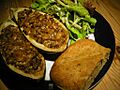 Flickr - cyclonebill - Fyldte auberginer med salat og brød