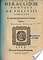 Heraclite pontus livre sur la politique edition latine craigus 1593