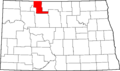 Map of North Dakota highlighting Renville County