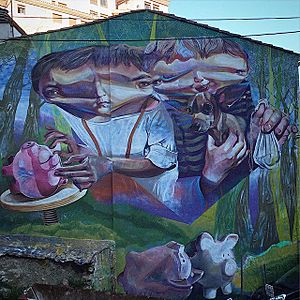 Archivo:Mural de Mr. Trazo en el Barrio de San Antón de Cuenca