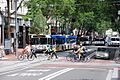 Portland Transit Mall with cyclists crossing