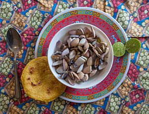 Archivo:Sopa de chipichipi con Guaguco y Arepa