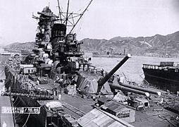 Yamato battleship under fitting-out works