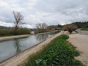 Archivo:Canal de la Derecha del Ebro, es un canal de riego, transcurre en paralelo al río Ebro