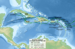 Archivo:Christopher Colombus second voyage 1493-1496 map-fr