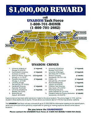 Archivo:FBI Reward poster Unabomber