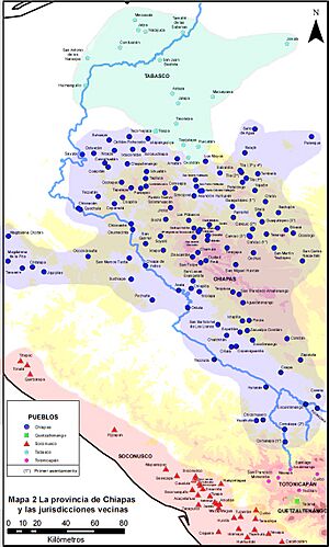 Archivo:La provincia de Chiapas y las jurisdicciones vecinas, basado en mapa del "Arte de contar tributarios" p. 16-17
