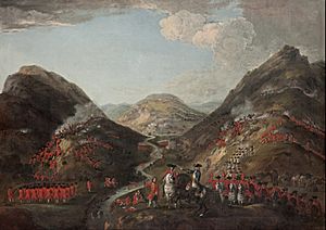 Archivo:Peter Tillemans - The Battle of Glenshiel 1719. Figures probably include Lord George Murray, c 1700 - 1760; Rob Roy MacGregor, 1671 - 1734; and General Joseph Wightman, d. 1722 - Google Art Project